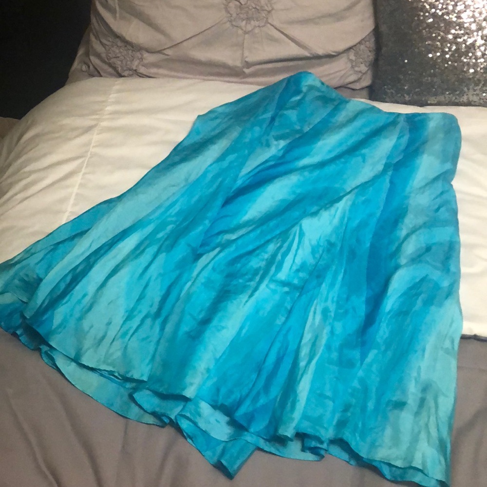 Ralph Lauren Bright Blue A Line Silk Skirt Sz 2P